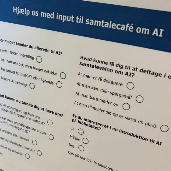Vi efterlyser input om dit forhold til AI til samtalecafeer i sensommeren